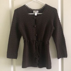 Ann Taylor LOFT Pretty Brown Cardigan Sweater Size XS